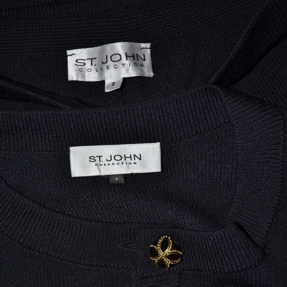 (FABULOUS) ST. JOHN COLLECTION BLACK FIVE BUTTON JACKET 4 & PANTS 2 Suit - Picture 12 of 12